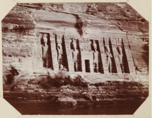 Abu Simbel from river steamer, Humphrey Winterton Coll, Northwestern U