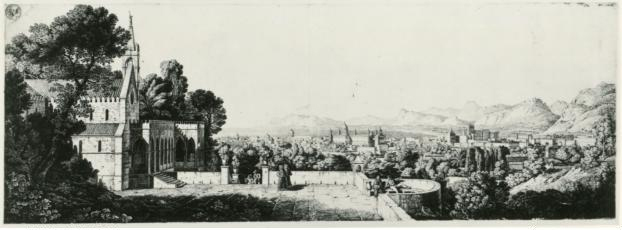 Karl Friedrich Schinkel, Ansicht von Palermo, aus einem Kapuzinerkloster" (View of Palermo, a Capuchin monastery), c. 1808-1809, pen, ink/paper  (Kupferstichkabinett, Staatliche Museen zu Berlin Inv.-No.: SM 1a.6; destroyed; Photo: 2011 ©  Kupferstichkabinett der Staatlichen Museen zu Berlin - Preußischer Kulturbesitz)