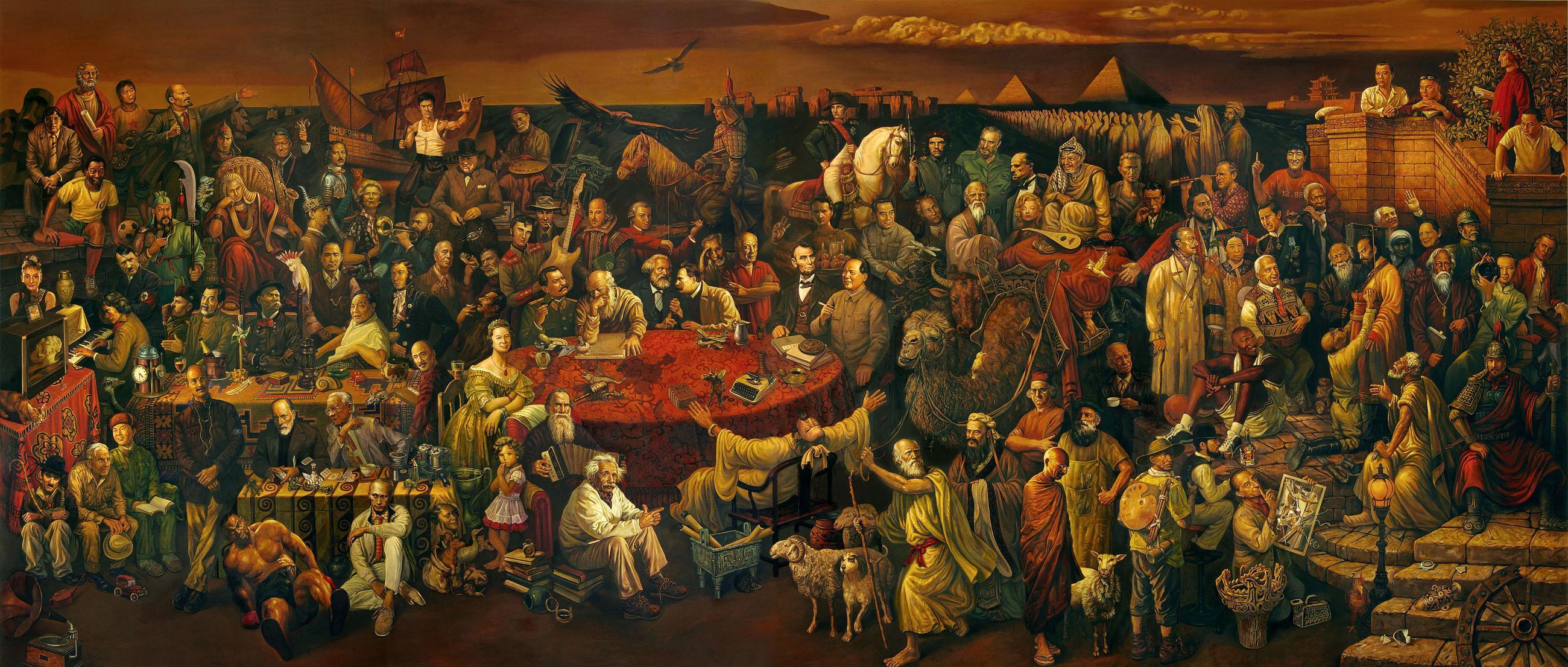 Dai Dudu, Li Tiezi, and Zhang An, "Discussing the Divine Comedy with Dante," o/c, 2006