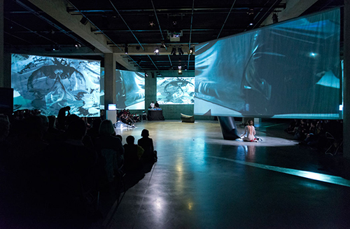 Charles Atlas with Cecilia Bengolea and François Chaignaud, Performance as part of Charles Atlas and Collaborators, in the Tanks at the Tate Modern, 2013 (Photo © Tate)