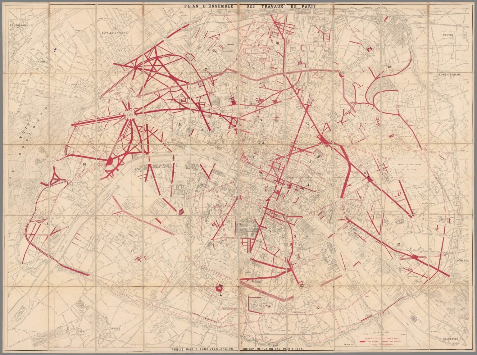 Eugene Andriveau-Goujon, Plan d'ensemble des travaux de Paris, 1868